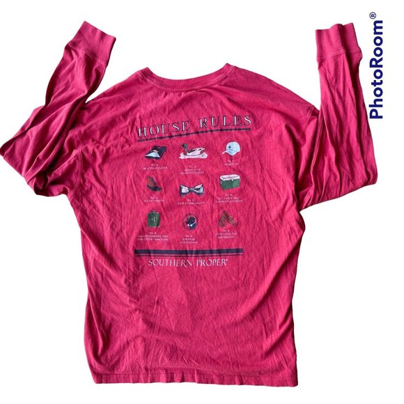 Southern Proper House Rules Long Sleeve T- Shirt Large Red Black Lab Du… - Picture 5 of 12